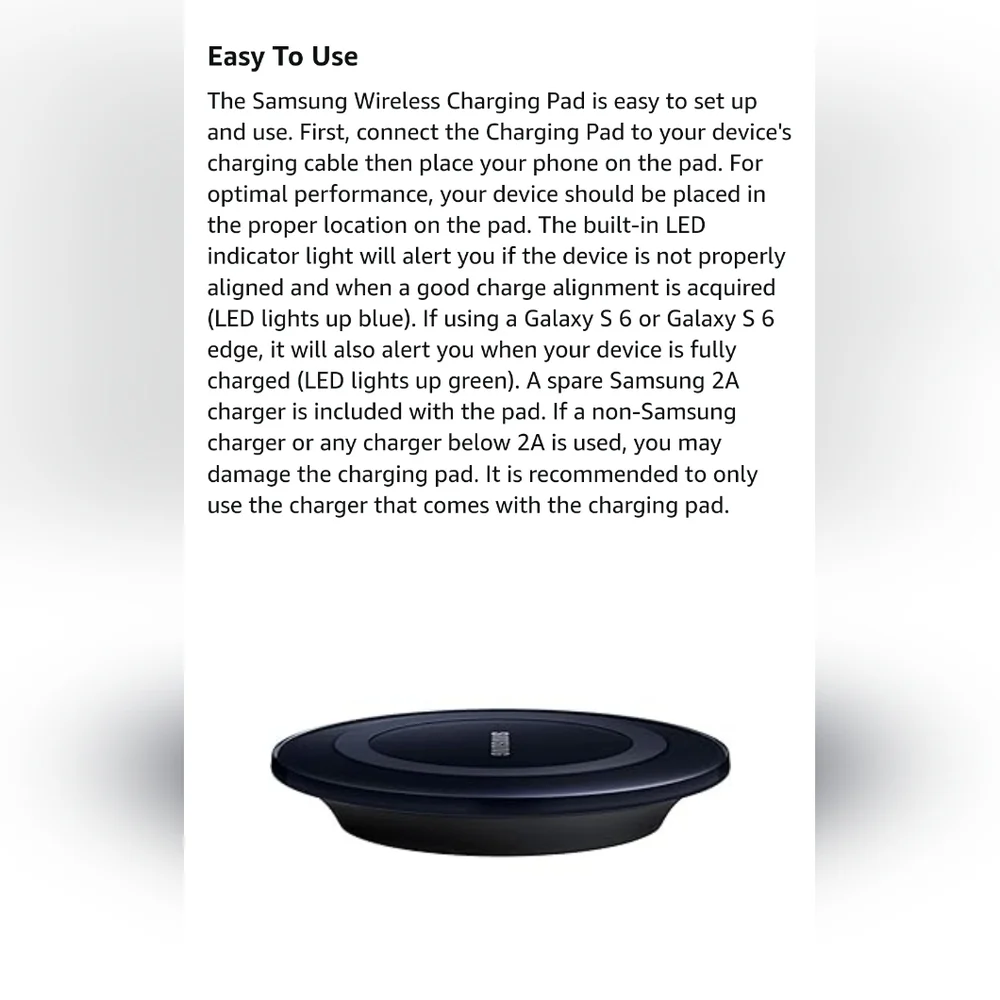 [Samsung] Qi Certified Wireless Charging Pad with 2A Wall Charger